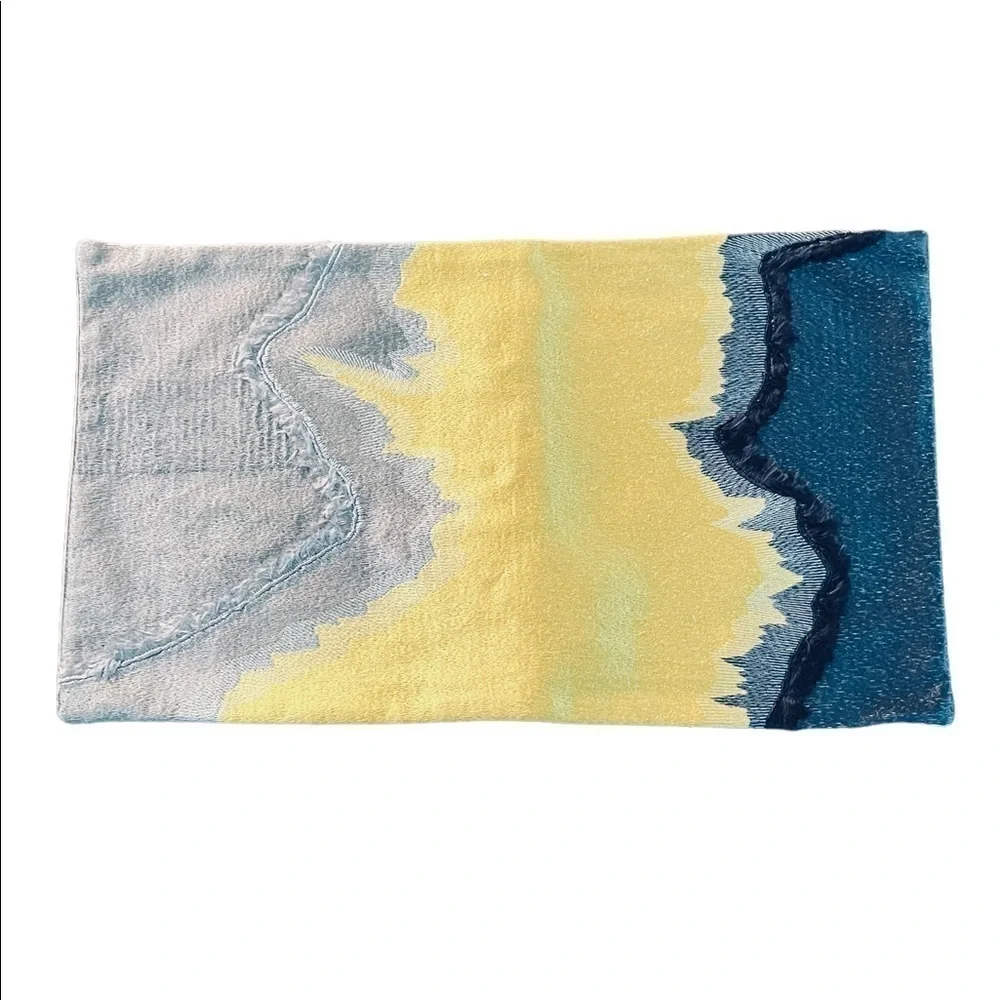WEST ELM GORGEOUS YELLOW, GRAY AND BLUE GRAY PILLOW COVERS NWT
